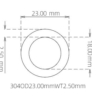 外径 23.00 mm / 内径 18.00 mm · 304 不锈钢毛细管