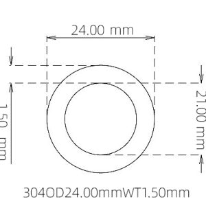 外径 24.00 mm / 内径 21.00 mm · 304 不锈钢毛细管