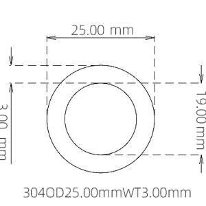 外径 25.00 mm / 内径 19.00 mm · 304 不锈钢毛细管