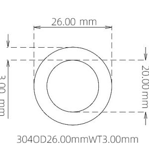 外径 26.00 mm / 内径 20.00 mm · 304 不锈钢毛细管