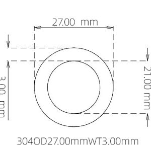 外径 27.00 mm / 内径 21.00 mm · 304 不锈钢毛细管