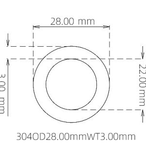 外径 28.00 mm / 内径 22.00 mm · 304 不锈钢毛细管