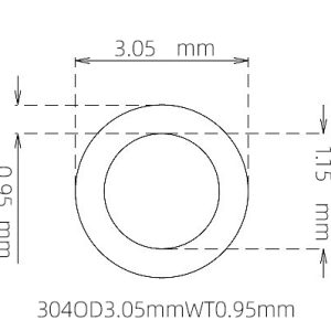 外径 3.05 mm / 内径 1.15 mm · 304 不锈钢毛细管