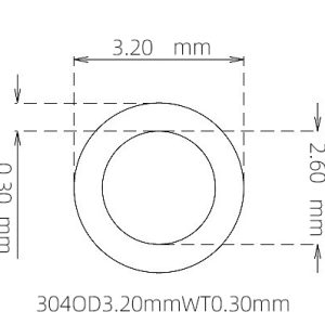 外径 3.20 mm / 内径 2.60 mm · 304 不锈钢毛细管