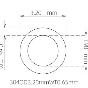 外径 3.20 mm / 内径 1.90 mm · 304 不锈钢毛细管