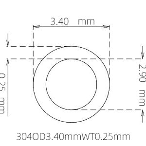 外径 3.40 mm / 内径 2.90 mm · 304 不锈钢毛细管