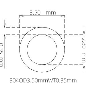 外径 3.50 mm / 内径 2.80 mm · 304 不锈钢毛细管