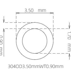 外径 3.50 mm / 内径 1.70 mm · 304 不锈钢毛细管