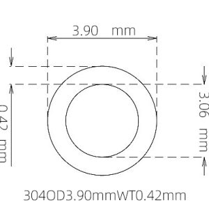 外径 3.90 mm / 内径 3.06 mm · 304 不锈钢毛细管