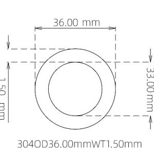 外径 36.00 mm / 内径 33.00 mm · 304 不锈钢毛细管