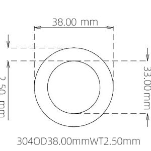 外径 38.00 mm / 内径 33.00 mm · 304 不锈钢毛细管