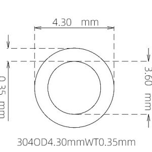 外径 4.30 mm / 内径 3.60 mm · 304 不锈钢毛细管