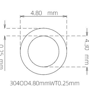 外径 4.80 mm / 内径 4.30 mm · 304 不锈钢毛细管