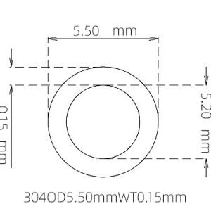 外径 5.50 mm / 内径 5.20 mm · 304 不锈钢毛细管