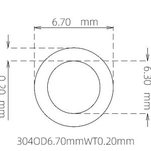 外径 6.70 mm / 内径 6.30 mm · 304 不锈钢毛细管