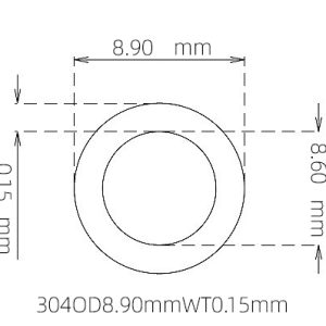 外径 8.90 mm / 内径 8.60 mm · 304 不锈钢毛细管