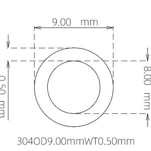 外径 9.00 mm / 内径 8.00 mm · 304 不锈钢毛细管