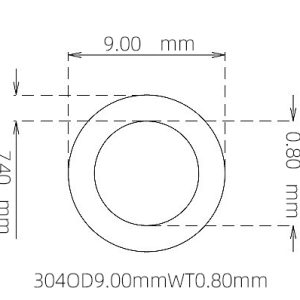外径 9.00 mm / 内径 7.40 mm · 304 不锈钢毛细管