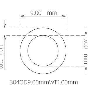 外径 9.00 mm / 内径 7.00 mm · 304 不锈钢毛细管
