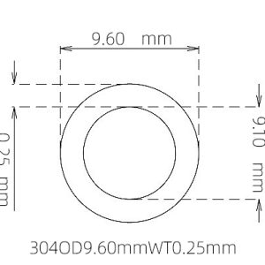 外径 9.60 mm / 内径 9.10 mm · 304 不锈钢毛细管
