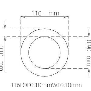 外径 1.10 mm / 内径 0.90 mm · 316L 不锈钢毛细管