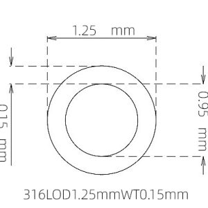 外径 1.25 mm / 内径 0.95 mm · 316L 不锈钢毛细管