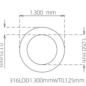 外径 1.300 mm / 内径 1.050 mm · 316L 不锈钢毛细管