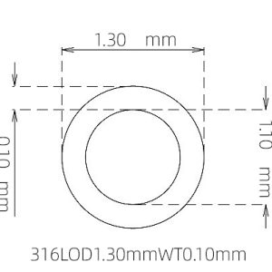 外径 1.30 mm / 内径 1.10 mm · 316L 不锈钢毛细管