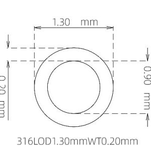 外径 1.30 mm / 内径 0.90 mm · 316L 不锈钢毛细管