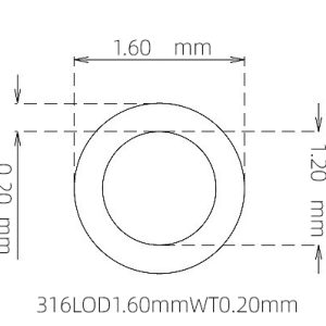 外径 1.60 mm / 内径 1.20 mm · 316L 不锈钢毛细管