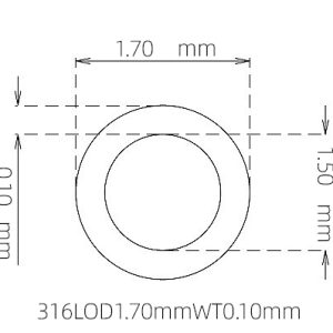 外径 1.70 mm / 内径 1.50 mm · 316L 不锈钢毛细管