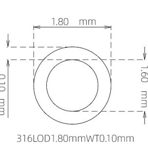 外径 1.80 mm / 内径 1.60 mm · 316L 不锈钢毛细管