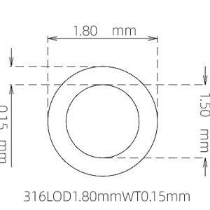外径 1.80 mm / 内径 1.50 mm · 316L 不锈钢毛细管