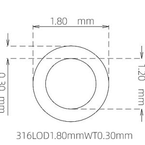 外径 1.80 mm / 内径 1.20 mm · 316L 不锈钢毛细管
