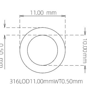 外径 11.00 mm / 内径 10.00 mm · 316L 不锈钢毛细管