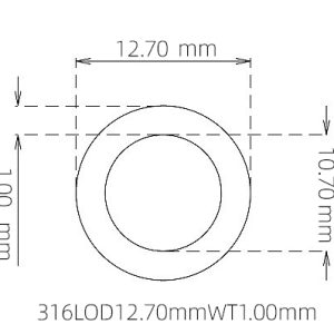 外径 12.70 mm / 内径 10.70 mm · 316L 不锈钢毛细管