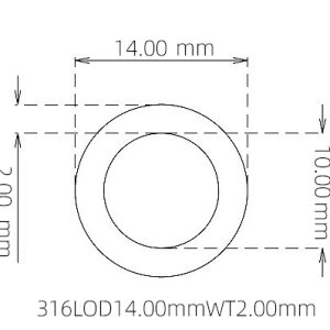 外径 14.00 mm / 内径 10.00 mm · 316L 不锈钢毛细管