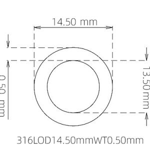 外径 14.50 mm / 内径 13.50 mm · 316L 不锈钢毛细管