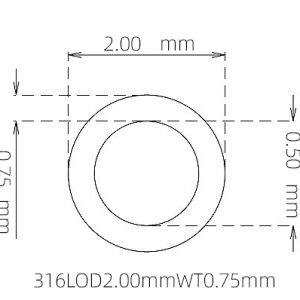 外径 2.00 mm / 内径 0.50 mm · 316L 不锈钢毛细管