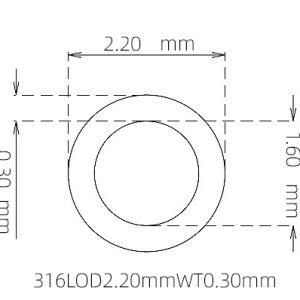 外径 2.20 mm / 内径 1.60 mm · 316L 不锈钢毛细管