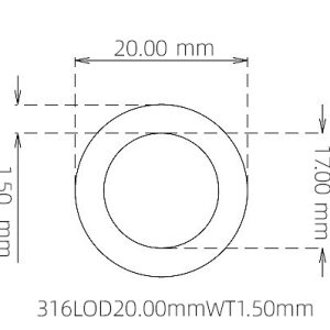 外径 20.00 mm / 内径 17.00 mm · 316L 不锈钢毛细管
