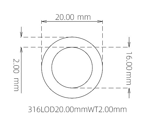 316L 不锈钢毛细管(外径 20.00 mm × 内径 16.00 mm × 壁厚 2.00 mm)
