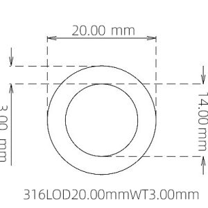外径 20.00 mm / 内径 14.00 mm · 316L 不锈钢毛细管