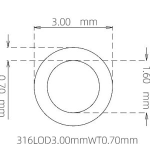 外径 3.00 mm / 内径 1.60 mm · 316L 不锈钢毛细管