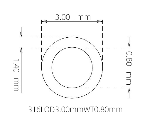 316L 不锈钢毛细管(外径 3.00 mm × 内径 1.40 mm × 壁厚 0.80 mm)