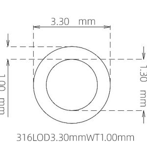 外径 3.30 mm / 内径 1.30 mm · 316L 不锈钢毛细管