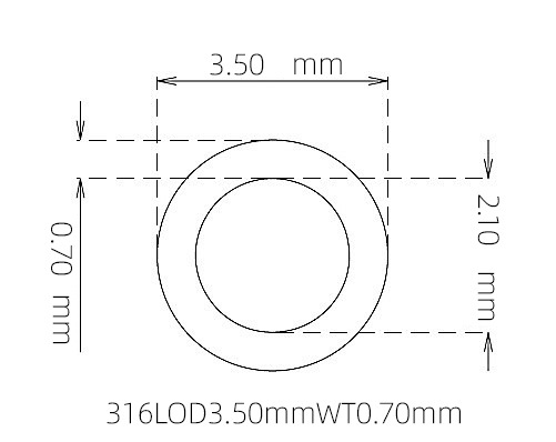 316L 不锈钢毛细管(外径 3.50 mm × 内径 2.10 mm × 壁厚 0.70 mm)