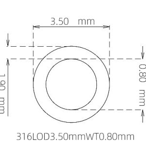 外径 3.50 mm / 内径 1.90 mm · 316L 不锈钢毛细管