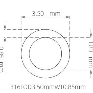 外径 3.50 mm / 内径 1.80 mm · 316L 不锈钢毛细管