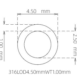外径 4.50 mm / 内径 2.50 mm · 316L 不锈钢毛细管